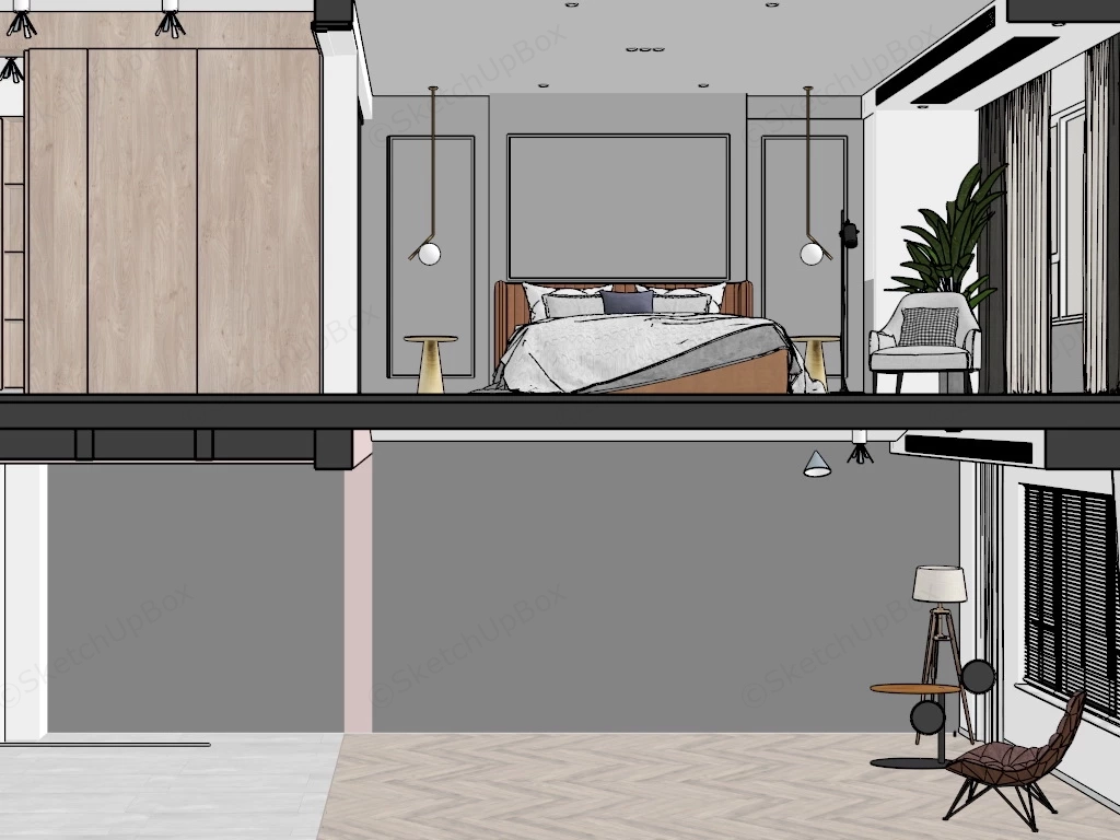 Modern Loft Interior Design sketchup model preview - SketchupBox