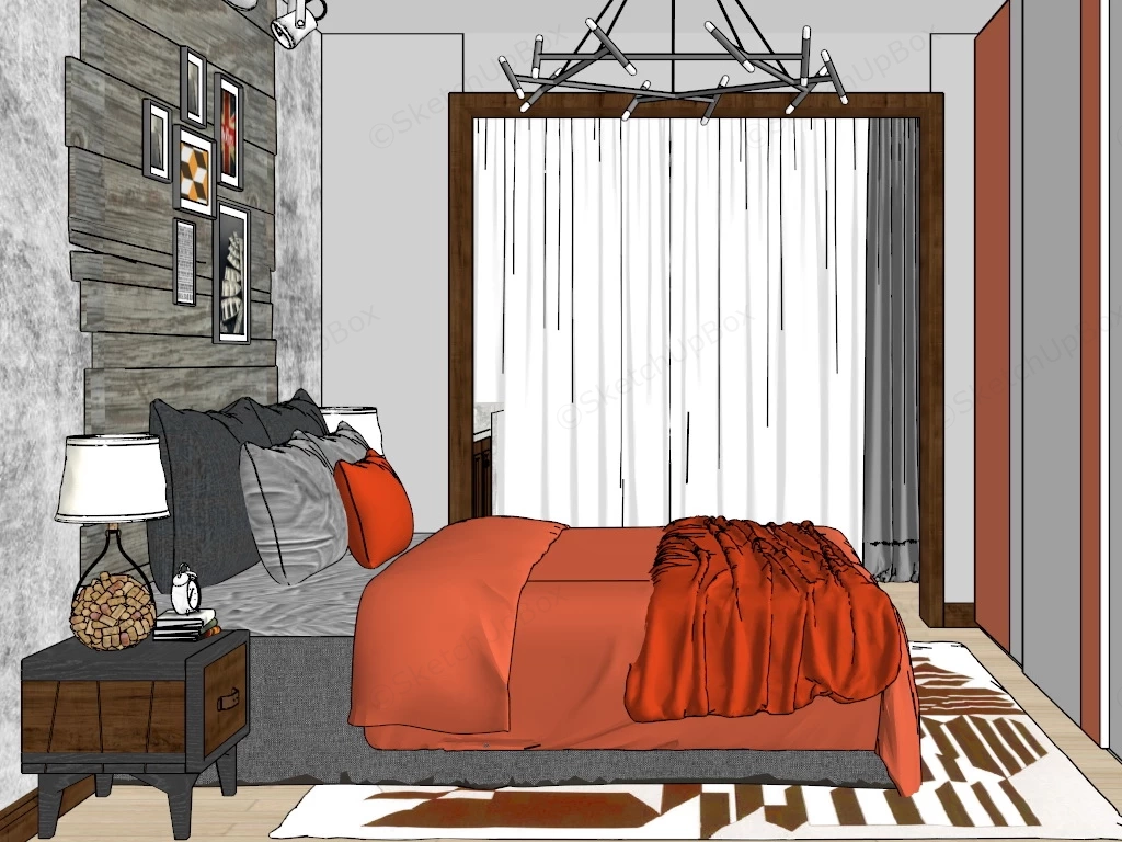 Modern Rustic Bedroom Idea sketchup model preview - SketchupBox