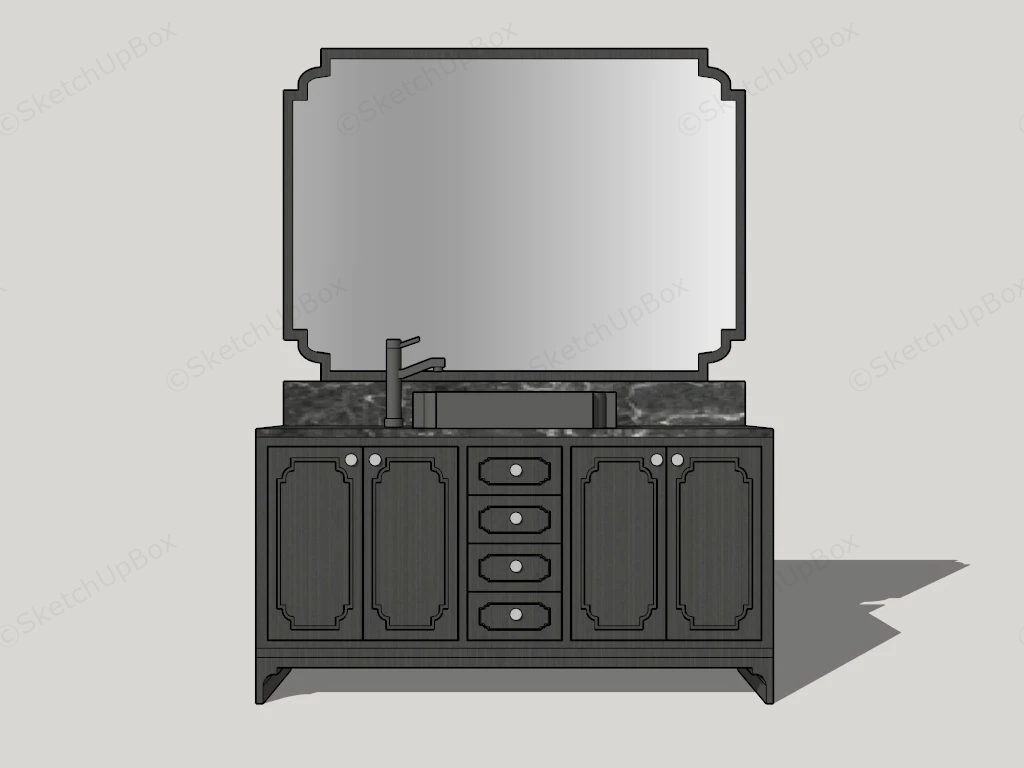Black Bathroom Vanity sketchup model preview - SketchupBox