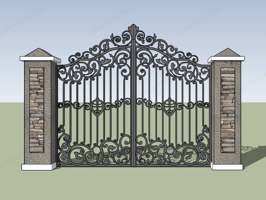 Antique Wrought Iron Gate sketchup model preview - SketchupBox