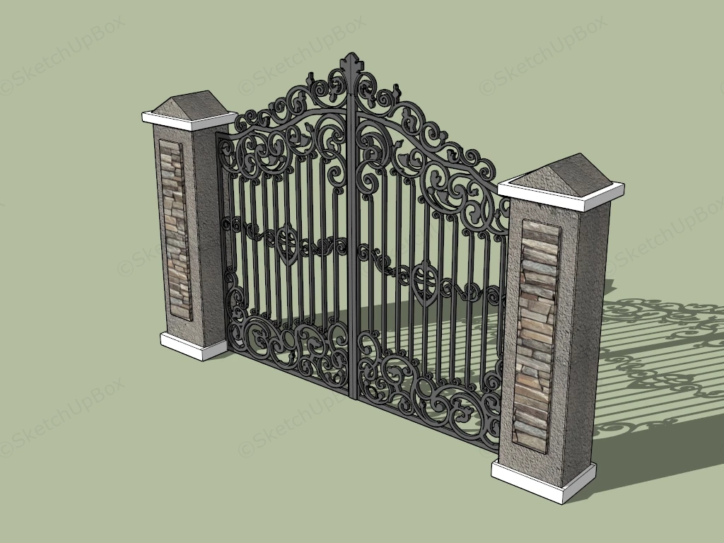 Antique Wrought Iron Gate sketchup model preview - SketchupBox
