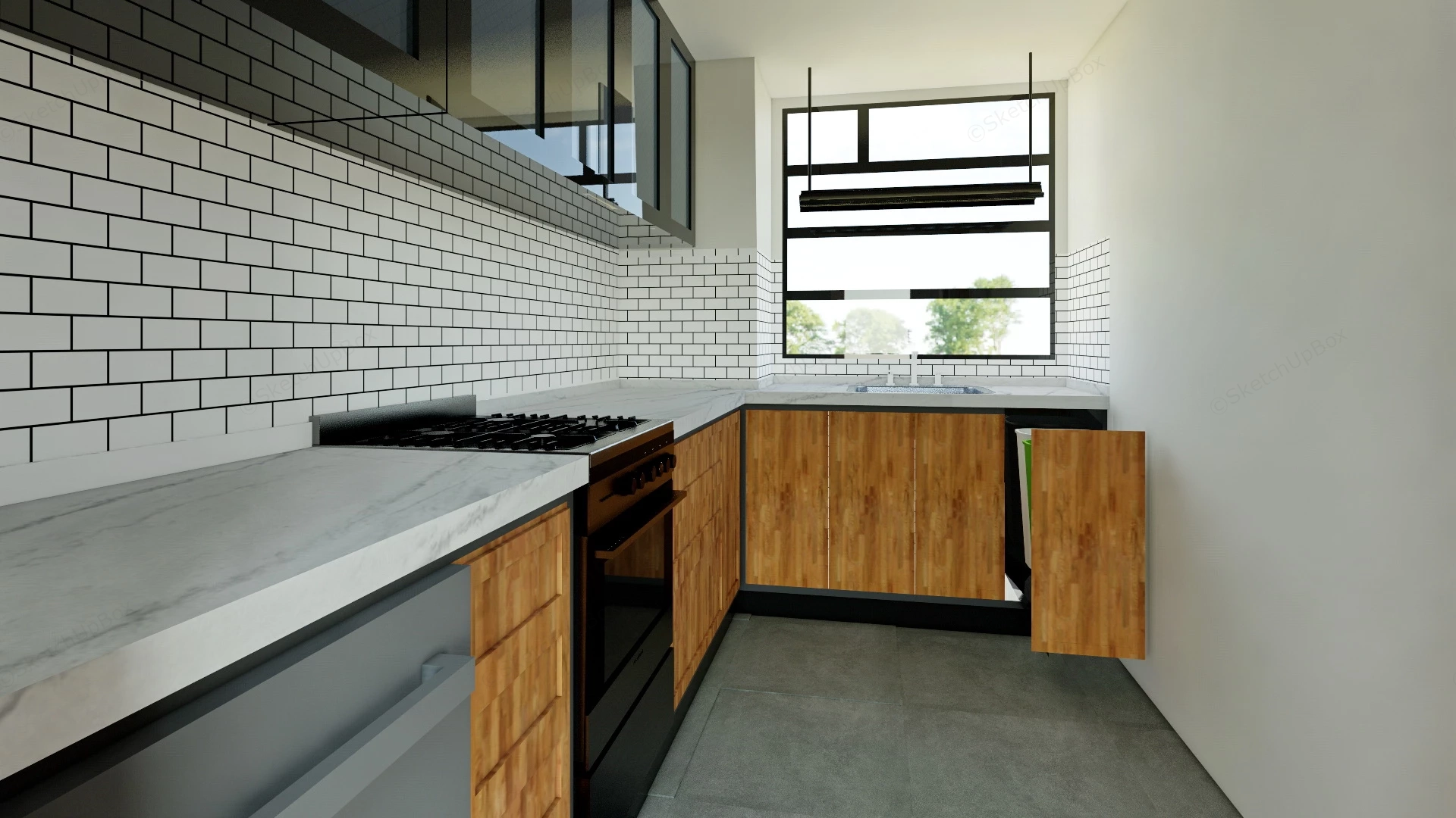 Narrow Galley Kitchen sketchup model preview - SketchupBox