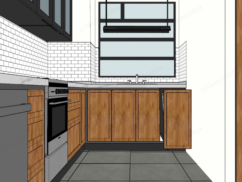 Narrow Galley Kitchen sketchup model preview - SketchupBox