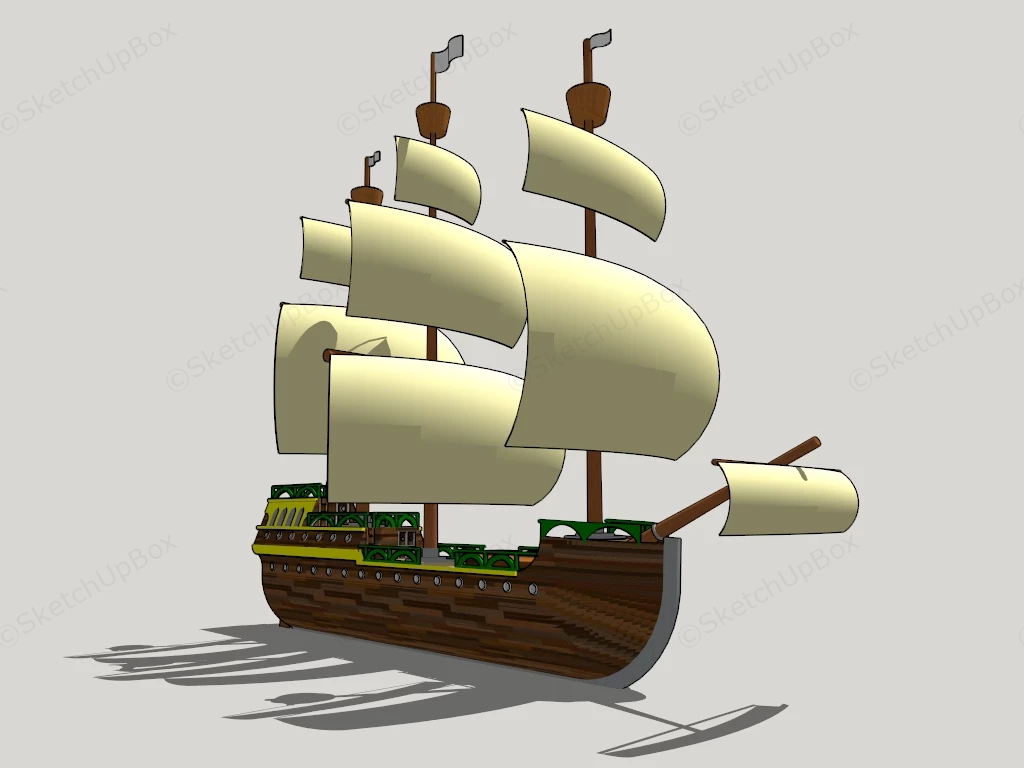 Merchant Sailing Ship sketchup model preview - SketchupBox