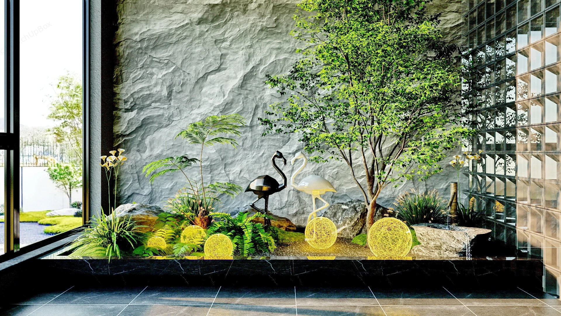 Indoor Zen Garden Design sketchup model preview - SketchupBox