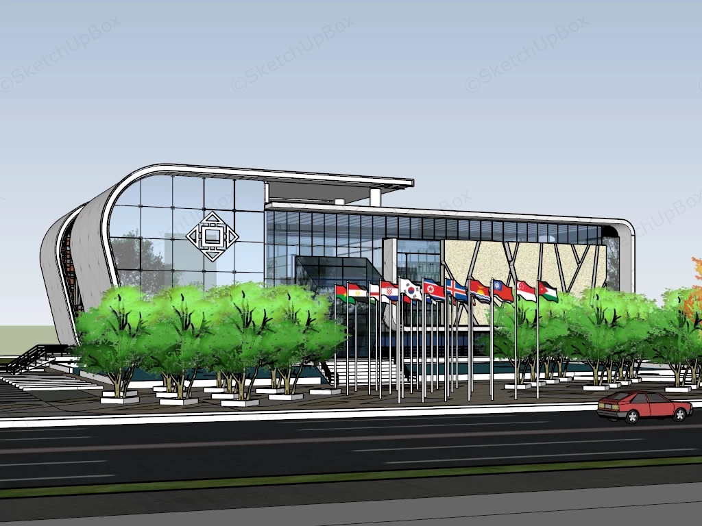 Unique Office Building sketchup model preview - SketchupBox