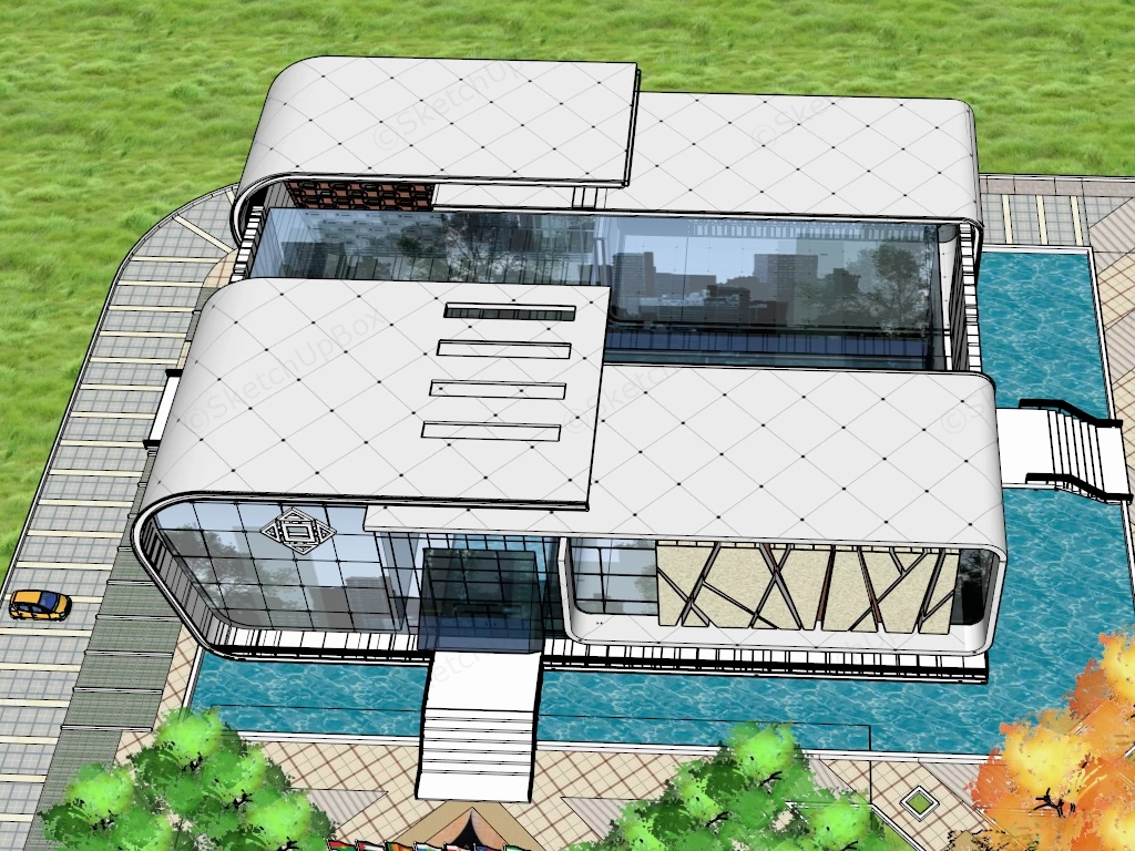 Unique Office Building sketchup model preview - SketchupBox