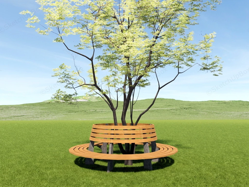 Circular Bench Around Tree sketchup model preview - SketchupBox