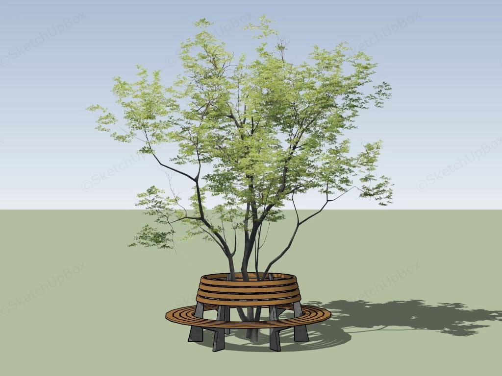 Circular Bench Around Tree sketchup model preview - SketchupBox