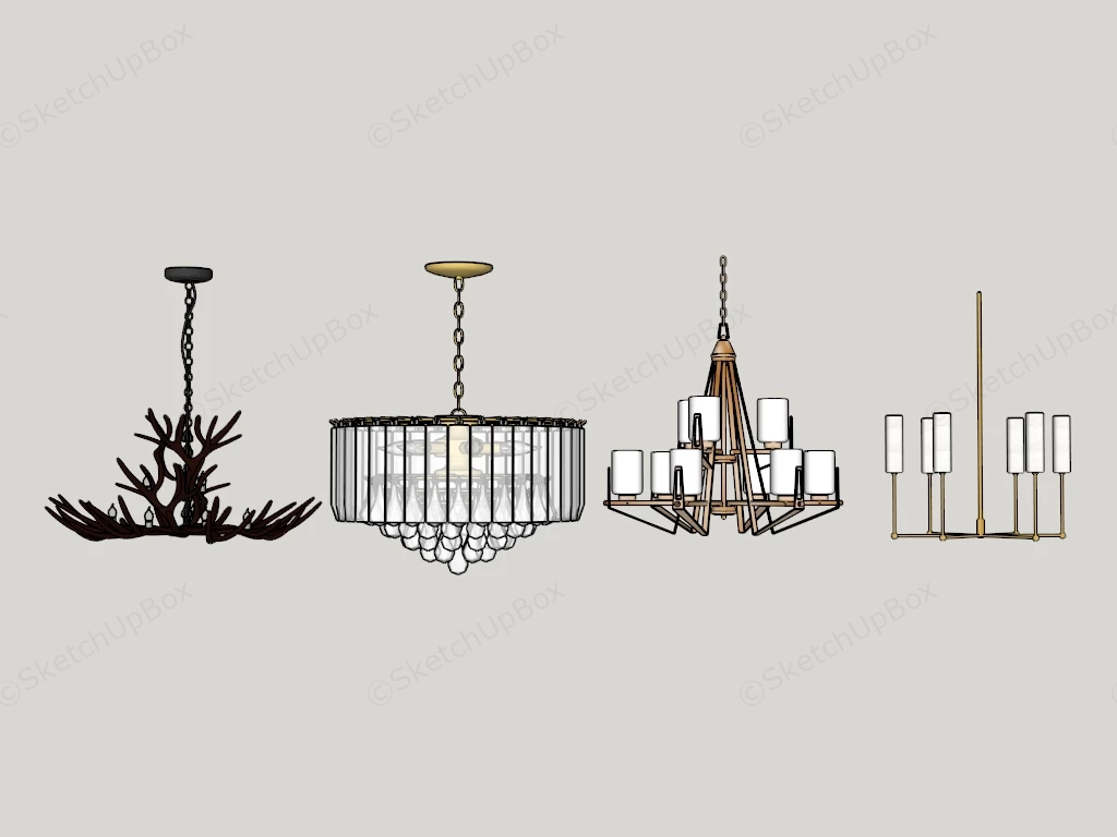 4 Chandelier Collection sketchup model preview - SketchupBox