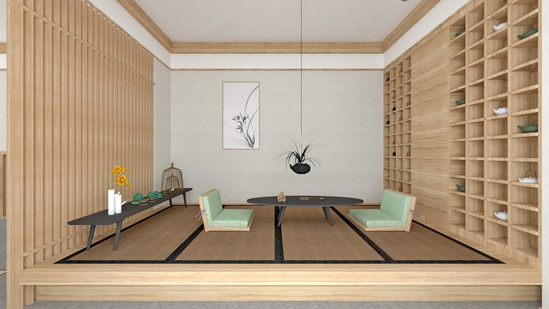 Modern Japanese Tea Room sketchup model preview - SketchupBox