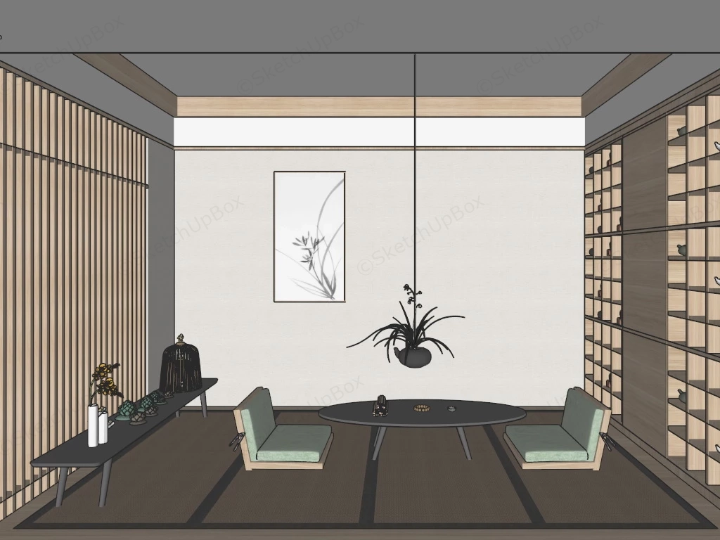 Modern Japanese Tea Room sketchup model preview - SketchupBox