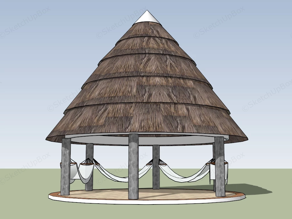 Round Thatched Pavilion sketchup model preview - SketchupBox