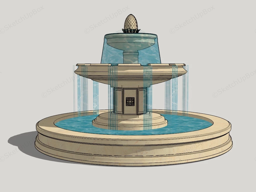 3 Tier Garden Fountain sketchup model preview - SketchupBox