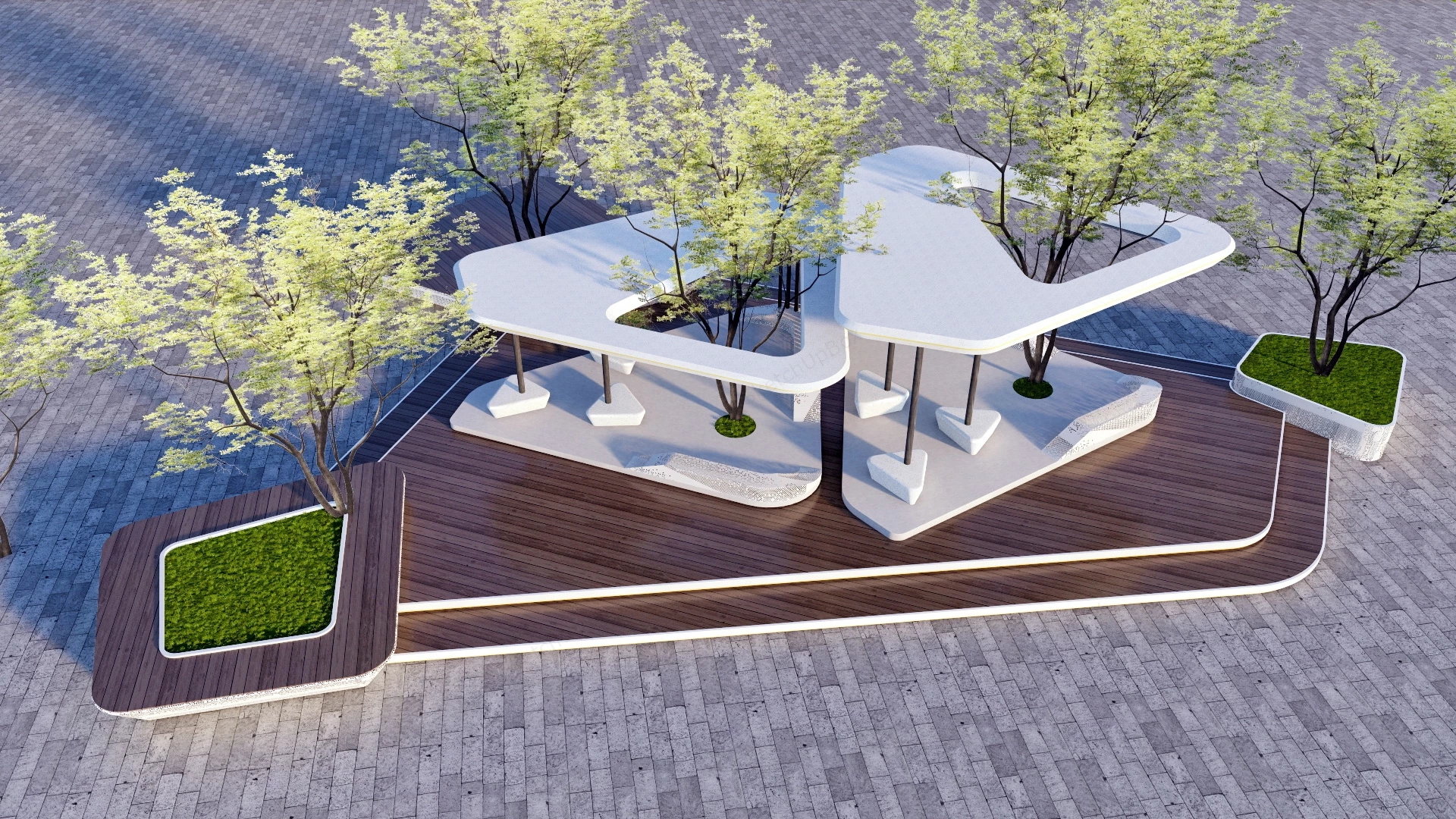 Modern Pergola Design sketchup model preview - SketchupBox