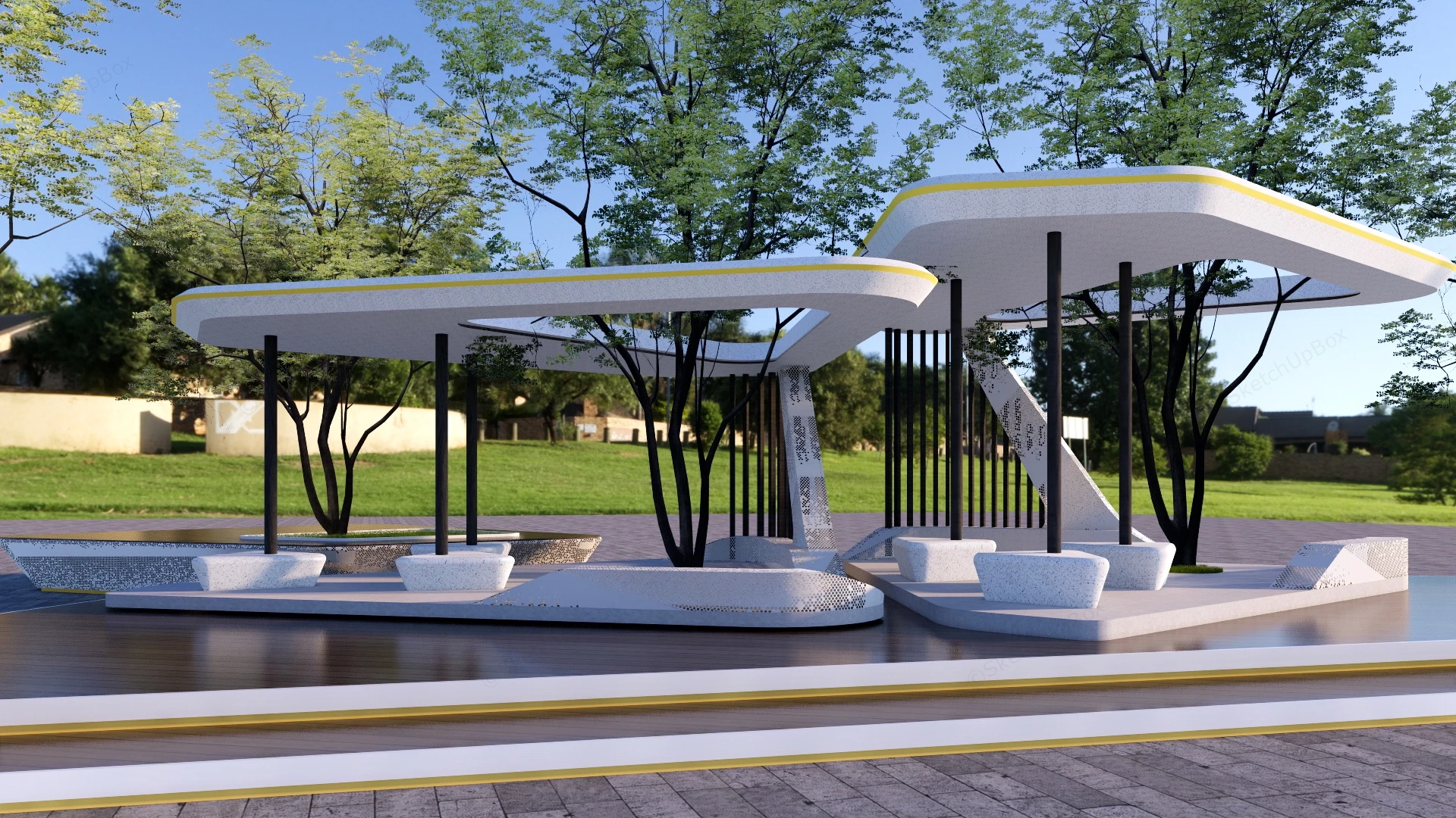Modern Pergola Design sketchup model preview - SketchupBox