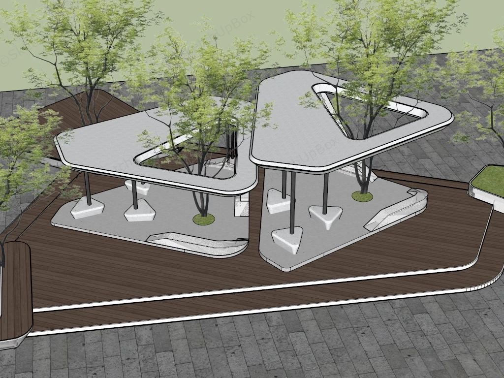 Modern Pergola Design sketchup model preview - SketchupBox
