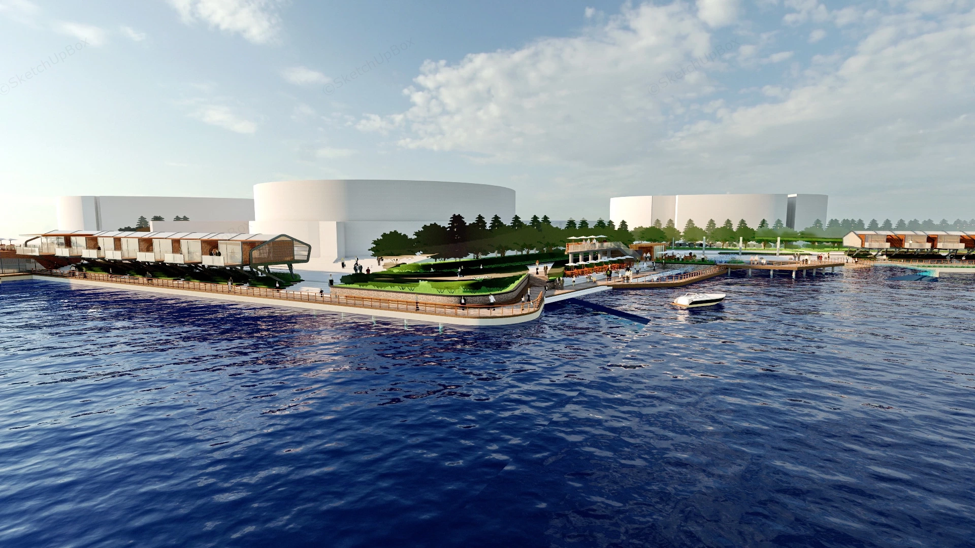 Riverfront Landscape Design sketchup model preview - SketchupBox