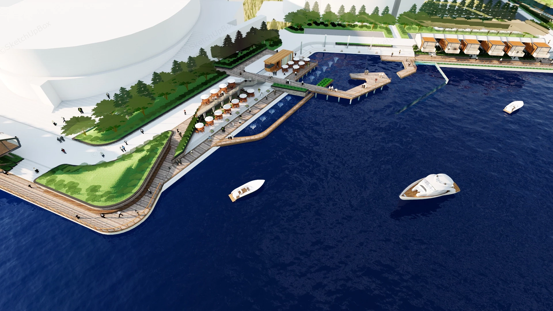 Riverfront Landscape Design sketchup model preview - SketchupBox