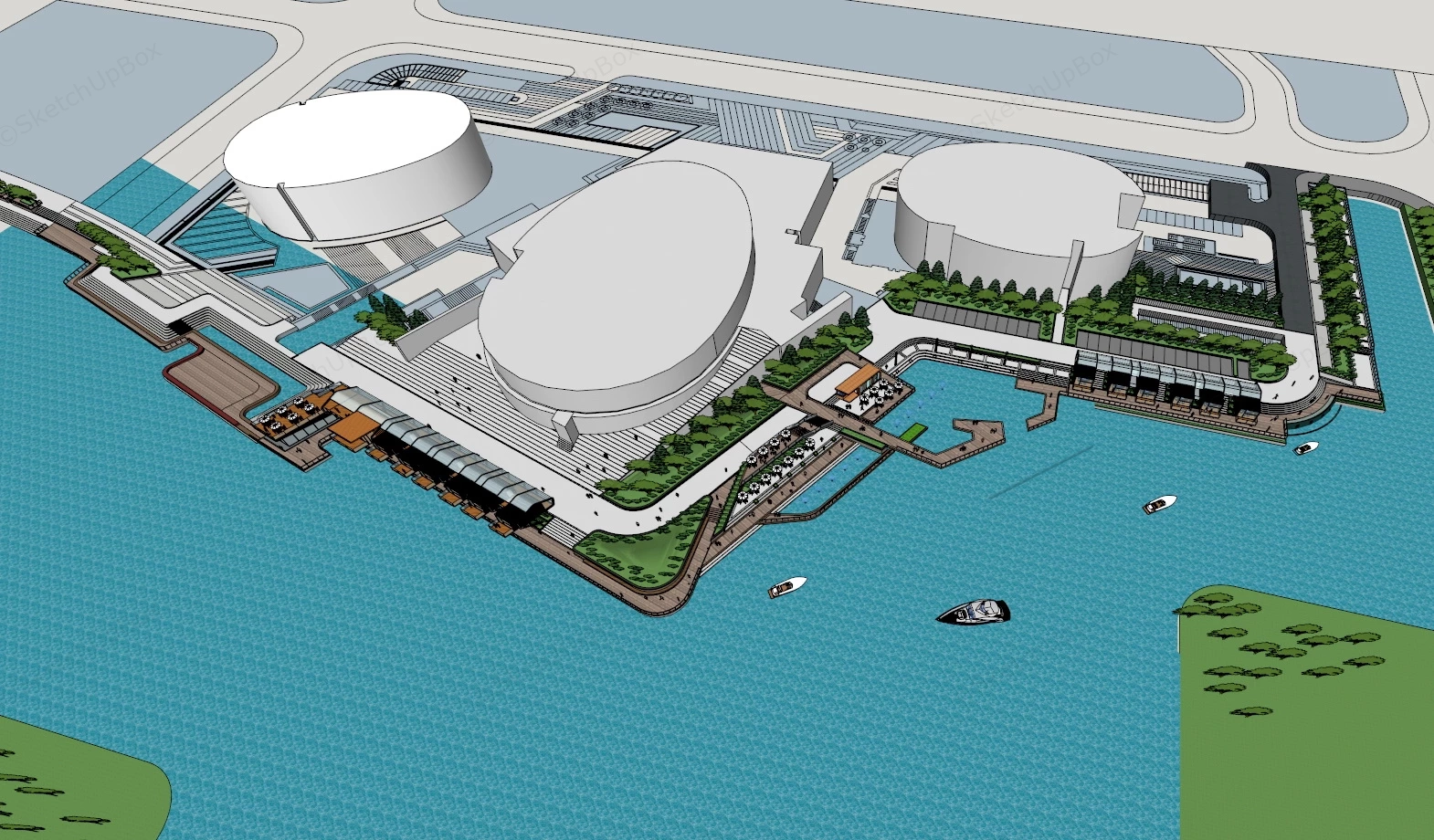 Riverfront Landscape Design sketchup model preview - SketchupBox