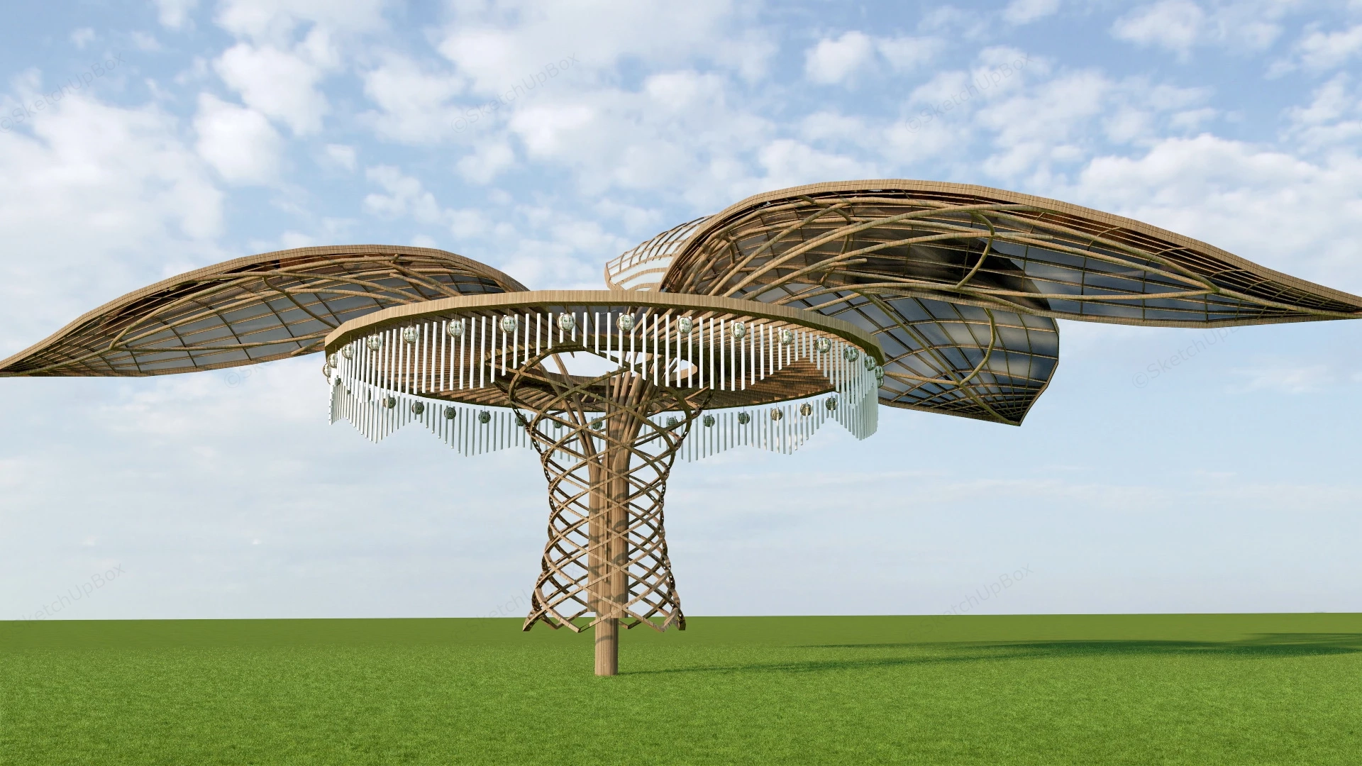 Tree Shaped Landscape Pergola sketchup model preview - SketchupBox