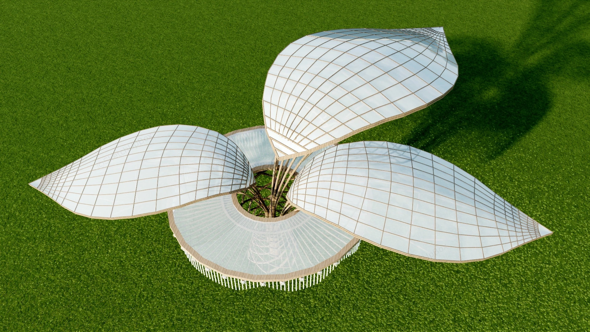 Tree Shaped Landscape Pergola sketchup model preview - SketchupBox