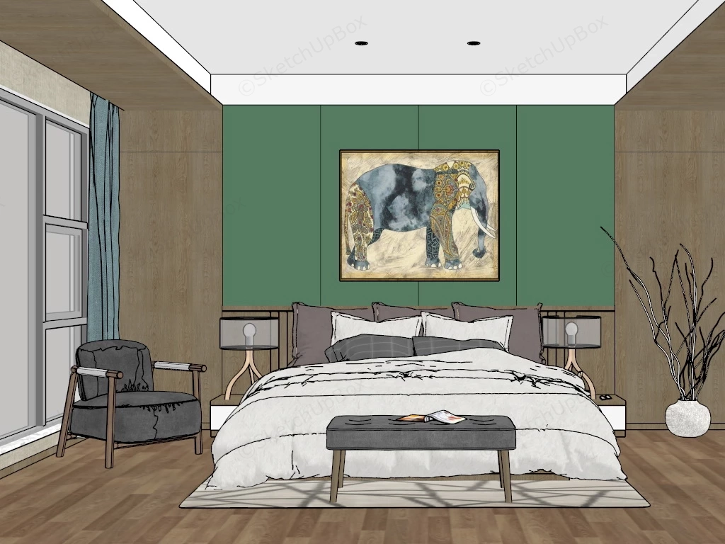 Modern Indian Bedroom Design sketchup model preview - SketchupBox
