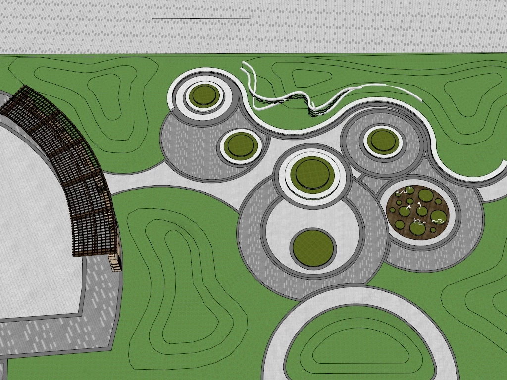 Landscape Circle Plaza sketchup model preview - SketchupBox