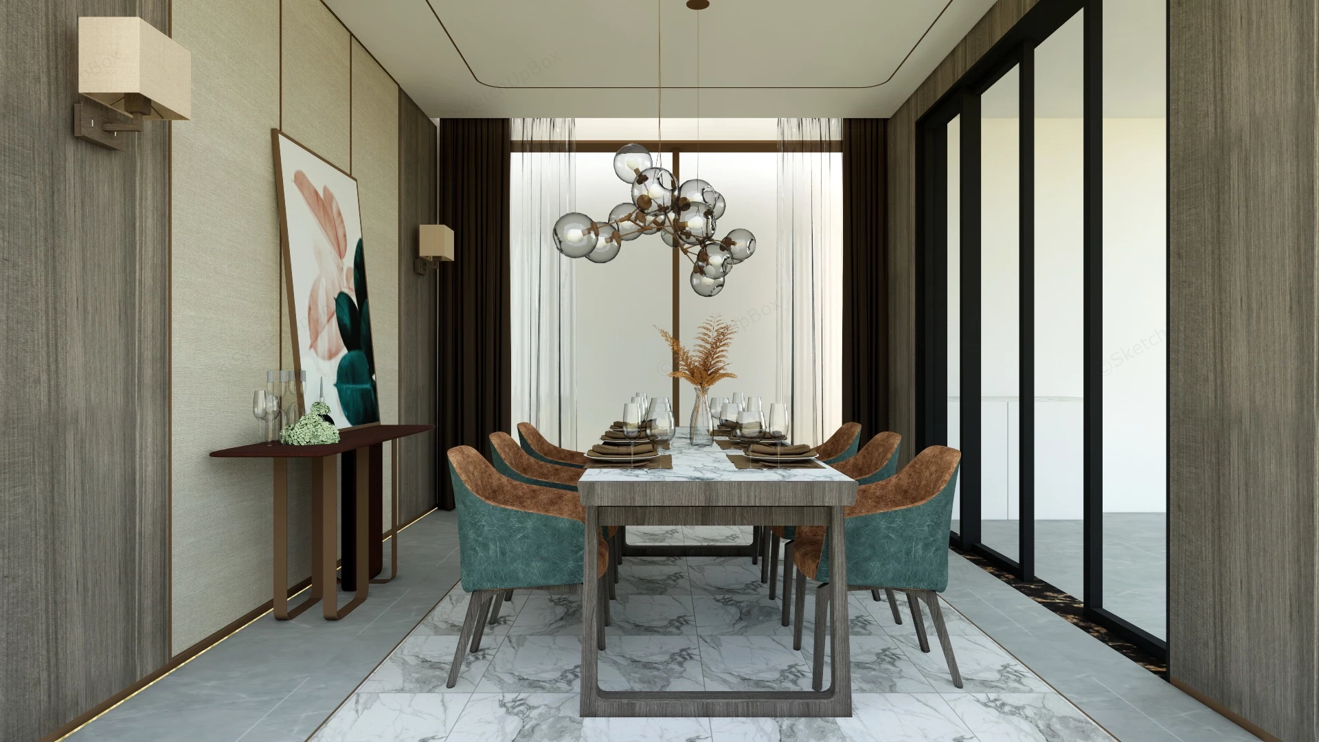 Minimalist Dining Room Decor sketchup model preview - SketchupBox