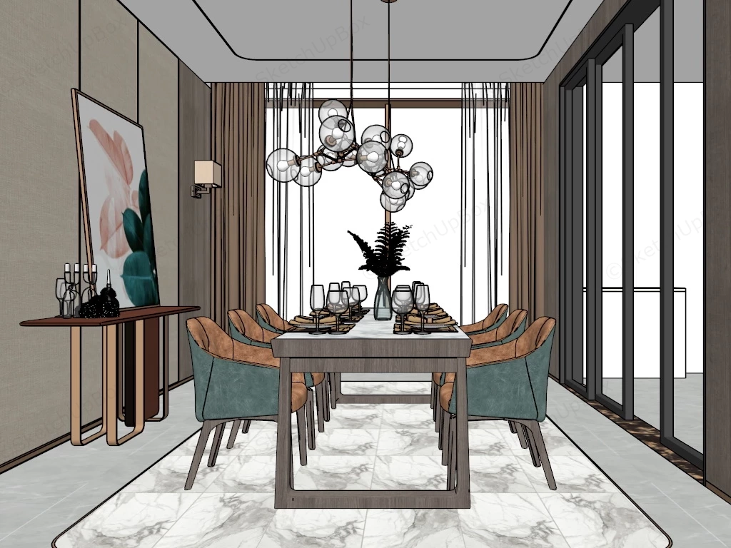 Minimalist Dining Room Decor sketchup model preview - SketchupBox