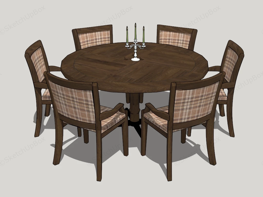 Retro Round Dining Table Set sketchup model preview - SketchupBox