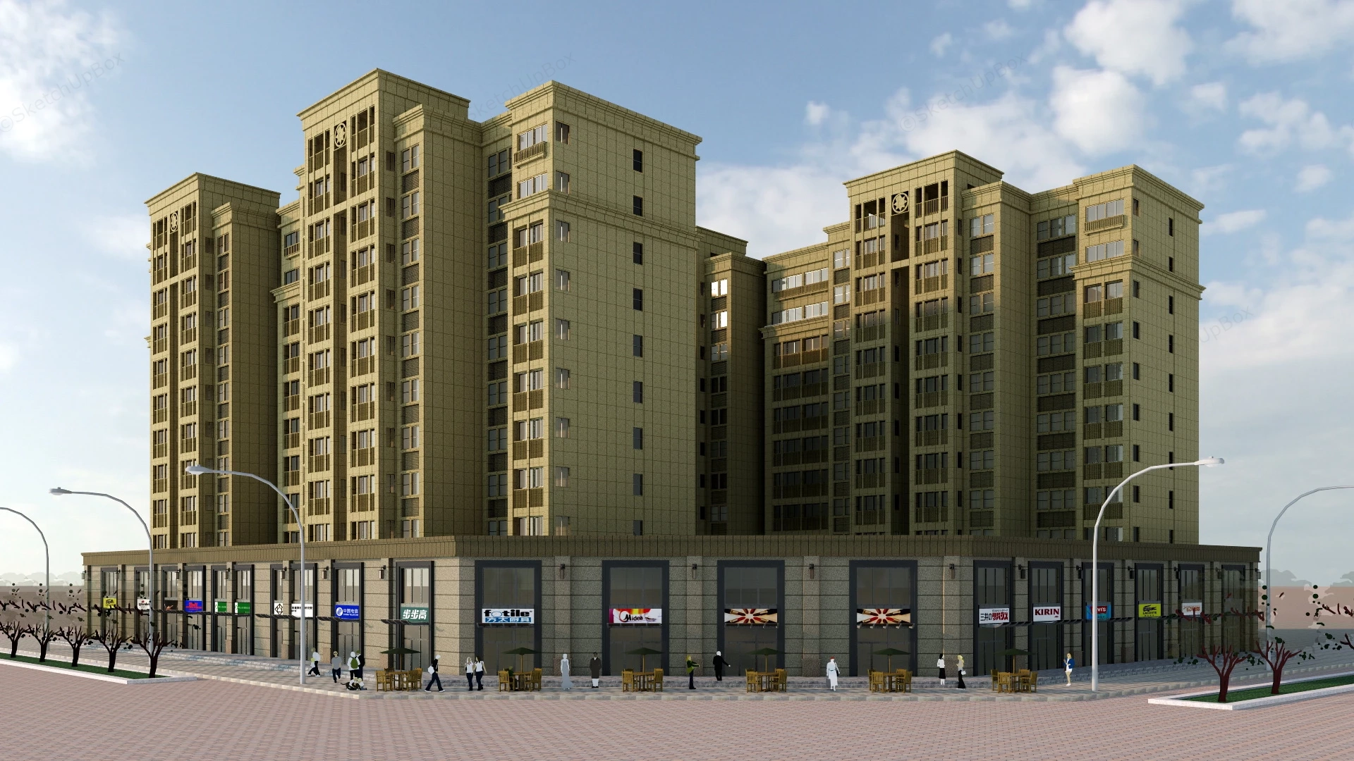 Residential District Apartments sketchup model preview - SketchupBox