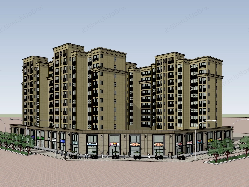 Residential District Apartments sketchup model preview - SketchupBox