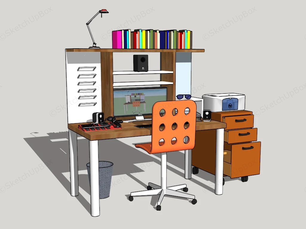 Home Office Desk And Chair sketchup model preview - SketchupBox