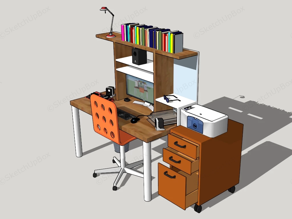 Home Office Desk And Chair sketchup model preview - SketchupBox