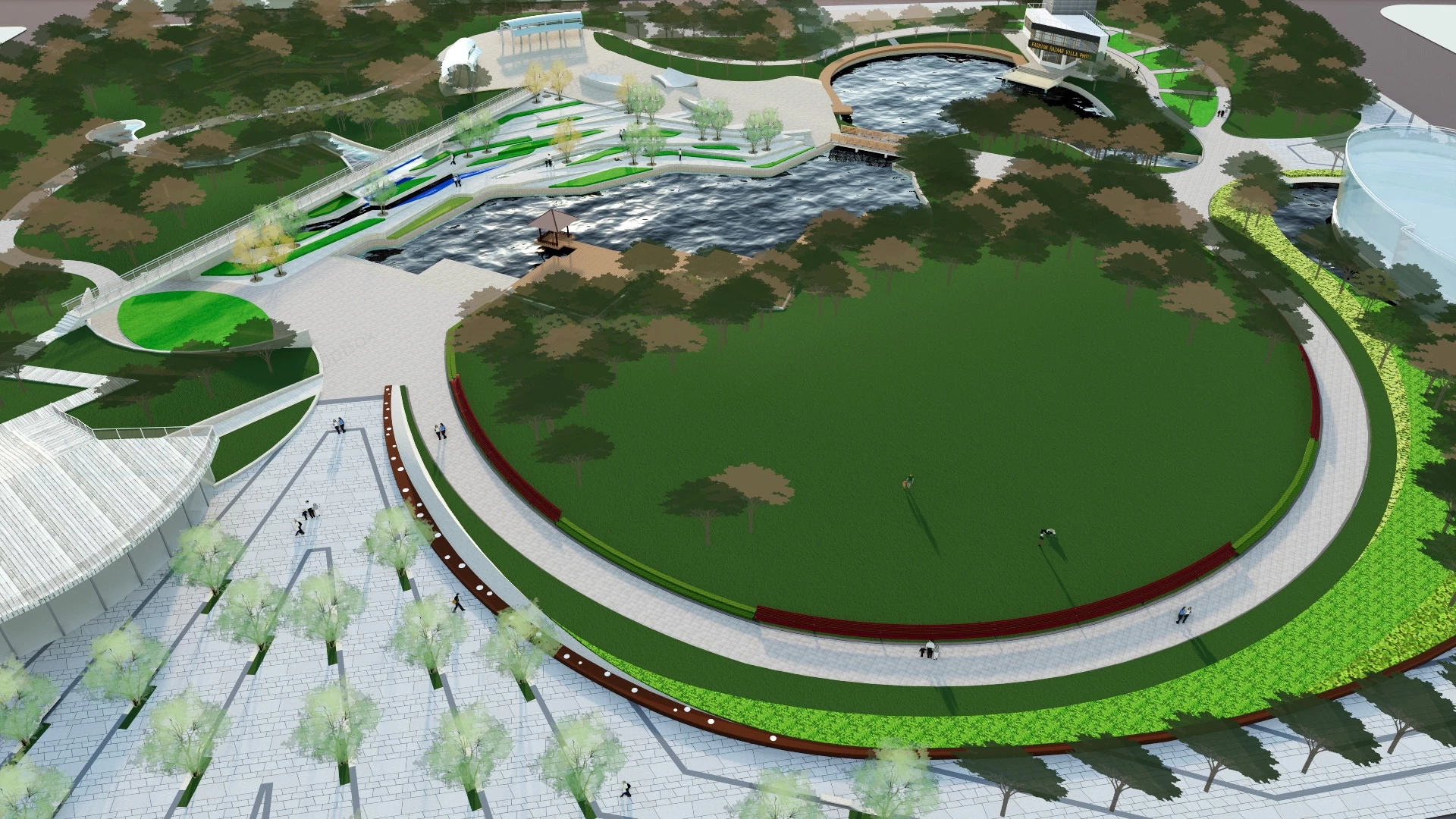 Small City Park Design sketchup model preview - SketchupBox