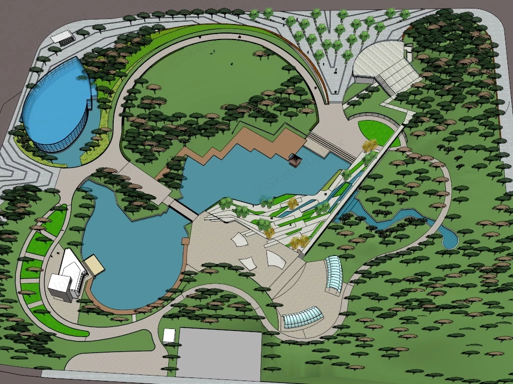Small City Park Design sketchup model preview - SketchupBox
