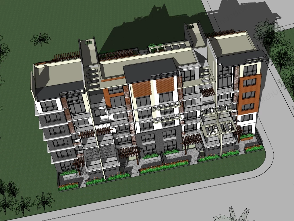 Multi Family Homes sketchup model preview - SketchupBox