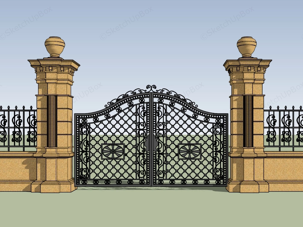Iron Driveway Entrance Gate sketchup model preview - SketchupBox