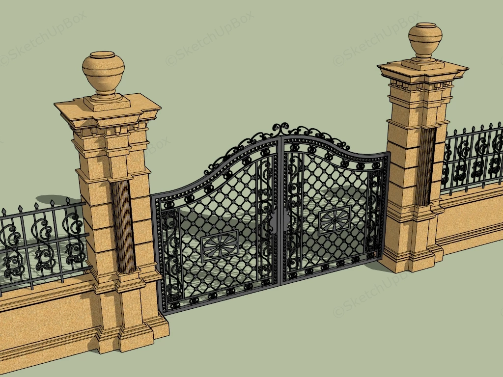 Iron Driveway Entrance Gate sketchup model preview - SketchupBox