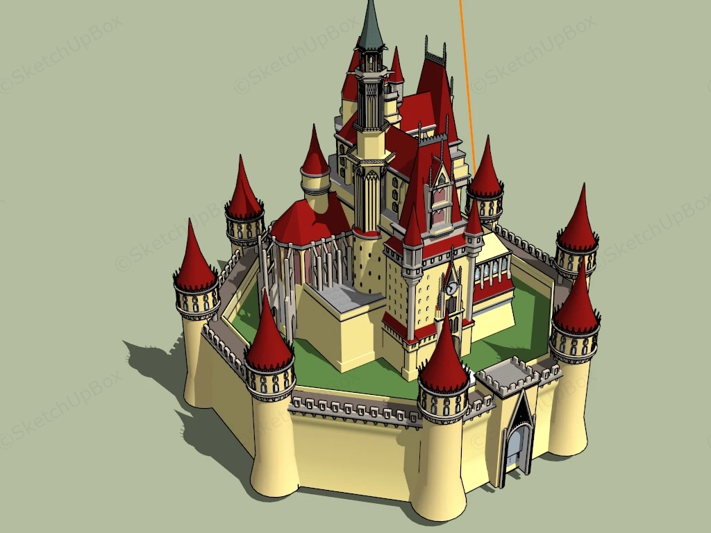 Cartoon Castle sketchup model preview - SketchupBox
