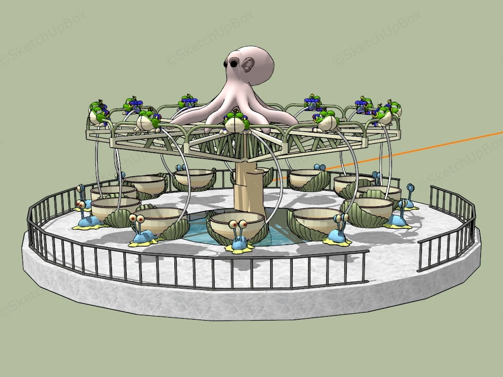 Rotating Octopus Ride sketchup model preview - SketchupBox