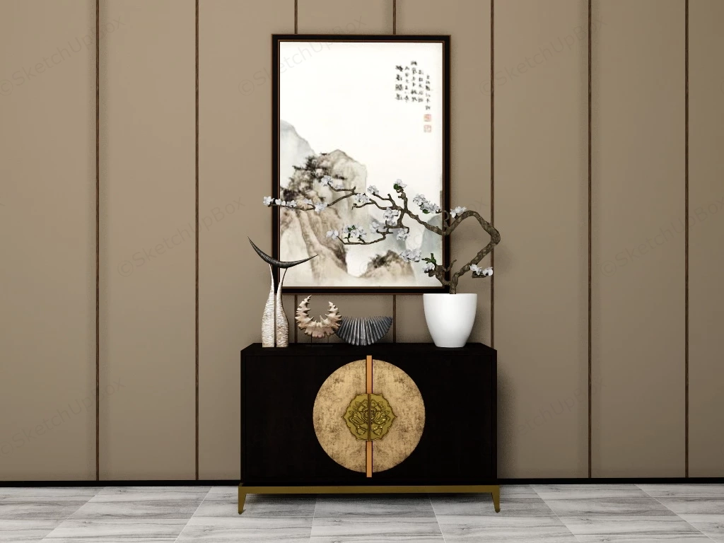 Vintage Chinese Console Cabinet sketchup model preview - SketchupBox