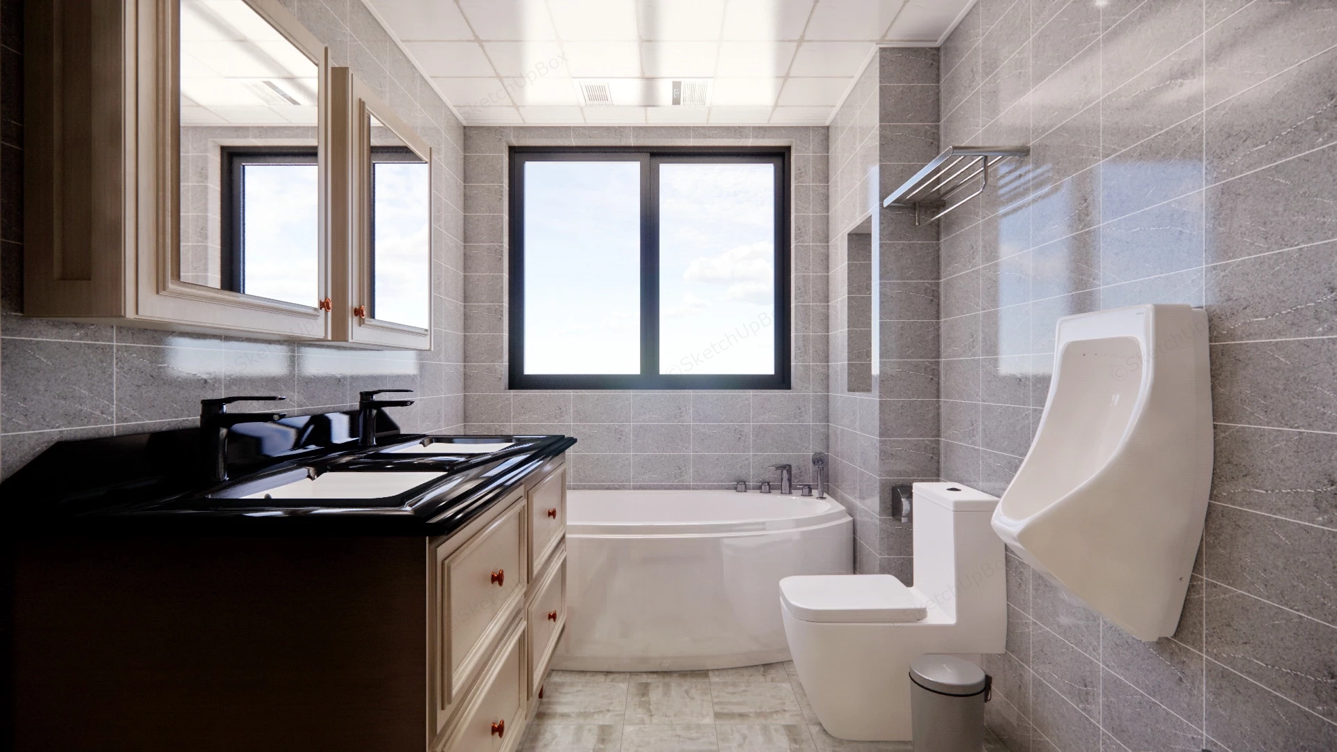 Small Narrow Bathroom Design sketchup model preview - SketchupBox