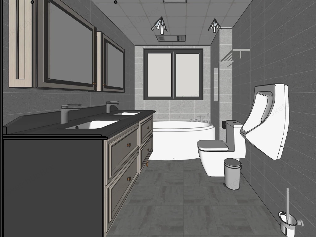 Small Narrow Bathroom Design sketchup model preview - SketchupBox