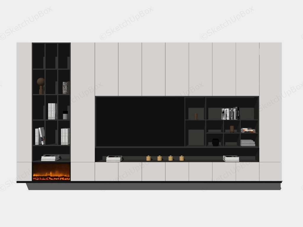 Modern TV Wall Design Idea sketchup model preview - SketchupBox