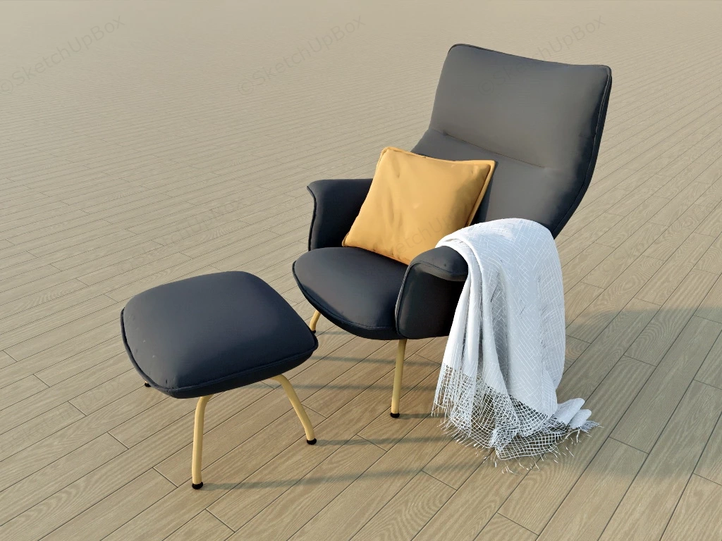 Modern Lazy Chair With Ottoman Set sketchup model preview - SketchupBox