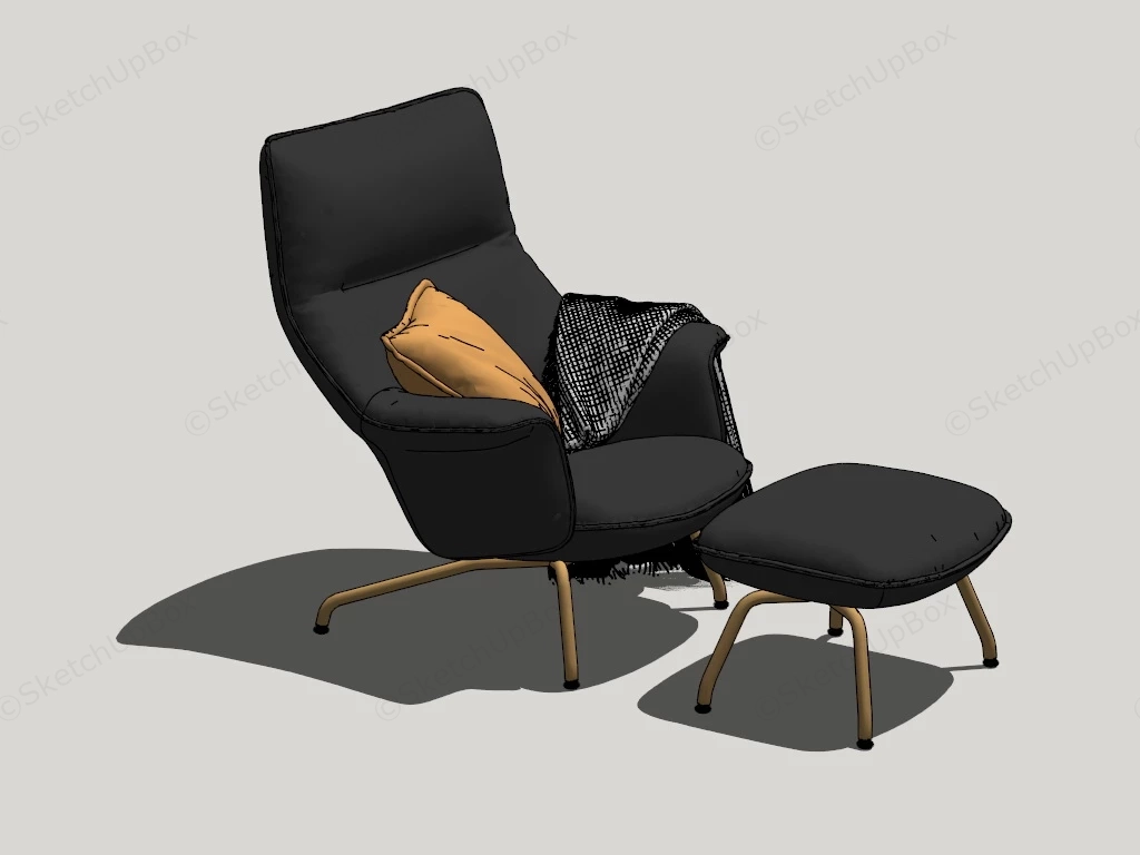 Modern Lazy Chair With Ottoman Set sketchup model preview - SketchupBox