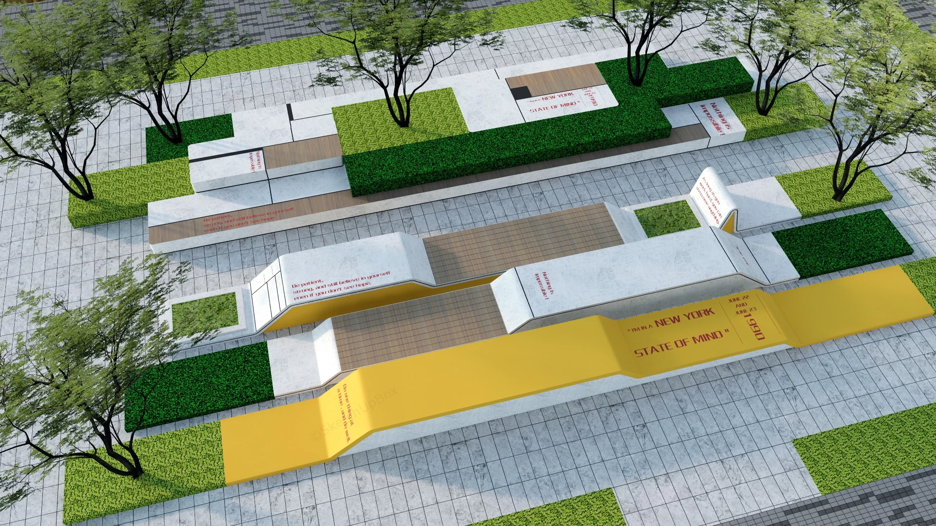 Plaza Bench Design sketchup model preview - SketchupBox