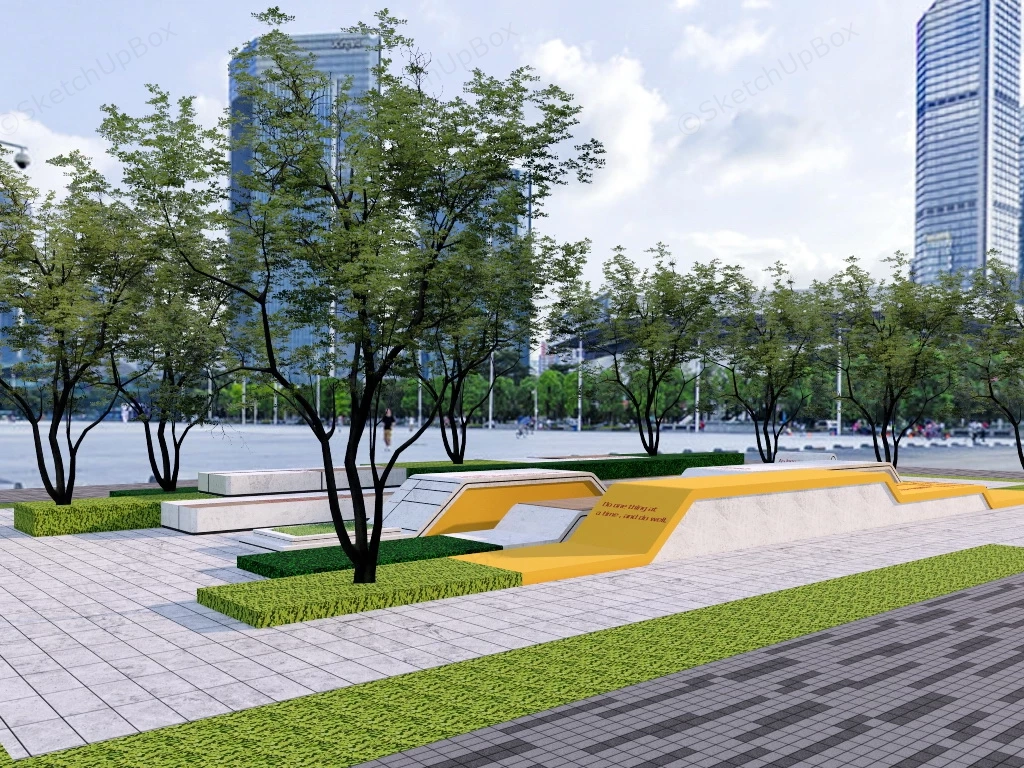 Plaza Bench Design sketchup model preview - SketchupBox